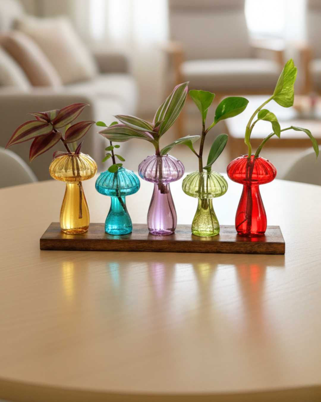 Florero Hongo Full Color con plantas de agua