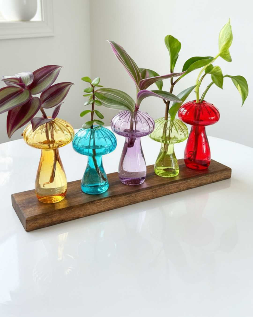 Florero Hongo Full Color con plantas de agua