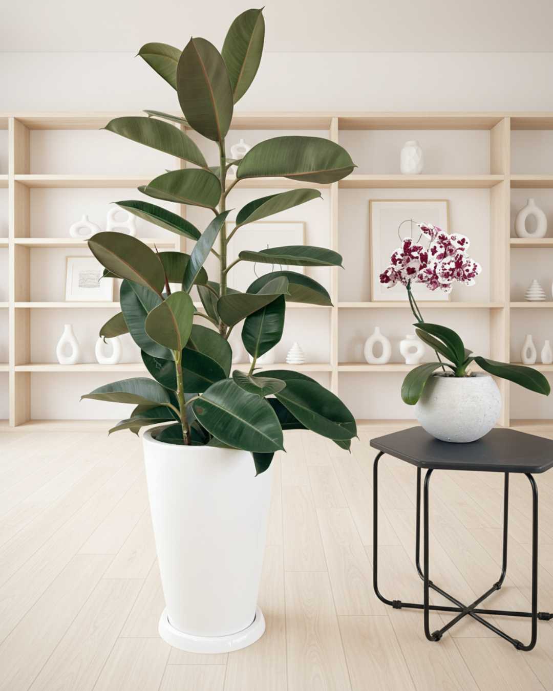 Ficus Elastica en maceta fibra de vidrio